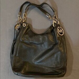 Michael Kors Black Shoulder Bag with Silver-Tone Hardware